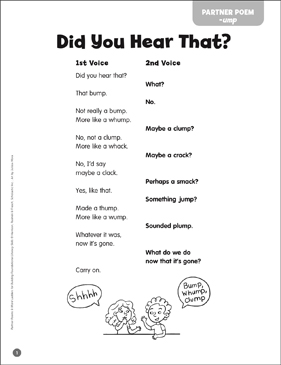 Did You Hear That? (-ump): Poem & Word Ladders | Printable Lesson Plans and  Ideas, Texts