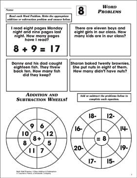 Word Problems (Facts Family 8) | Printable Number Puzzles ...