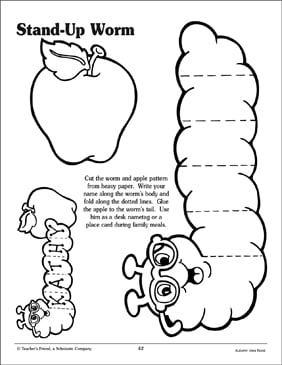 Download Stand-Up Worm Pattern | Printable Arts, Crafts and Skills Sheets