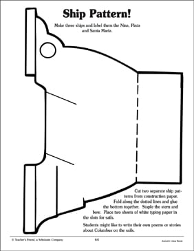 Columbus Ship Pattern Printable Arts And Crafts Skills Sheets