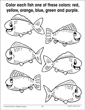Fish Coloring To Show Quantity Printable Skills Sheets
