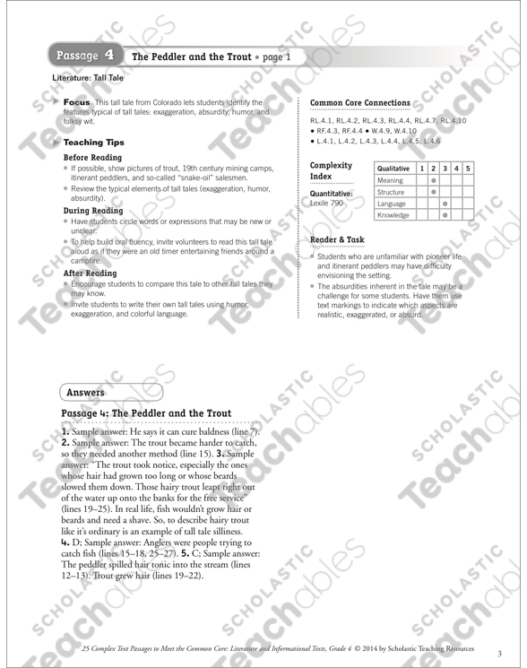 The Peddler and the Trout Text & Questions Printable Texts and