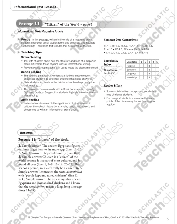 Citizen” of the World: Text & Questions | Printable Texts ...
