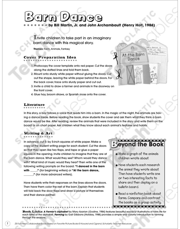 At The Barn Dance Collaborative Book Printable Lesson Plans And