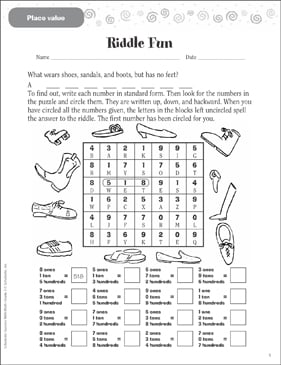 riddle fun place value printable skills sheets number puzzles