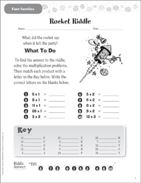 rocket riddle fact families printable skills sheets number puzzles