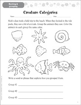 Creature Categories (Sorting & Grouping) | Printable Skills Sheets