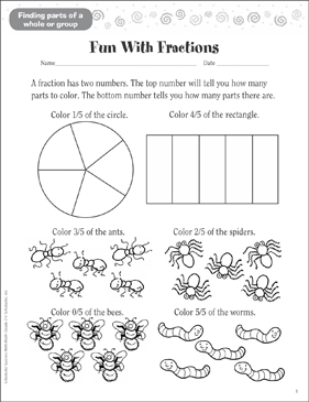 Fun With Fractions Parts Of A Whole Or Group Printable Skills Sheets