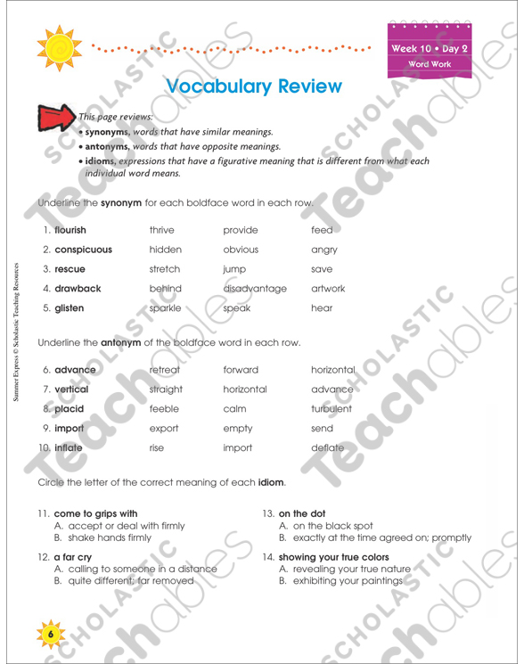 Week 10: Summer Express Between Grades 7 and 8 | Printable ...