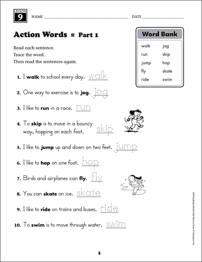 Action Words Worksheet Grade 2