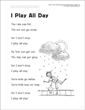I Play All Day (Fluency-Building Read-Aloud Poem) | Printable Texts