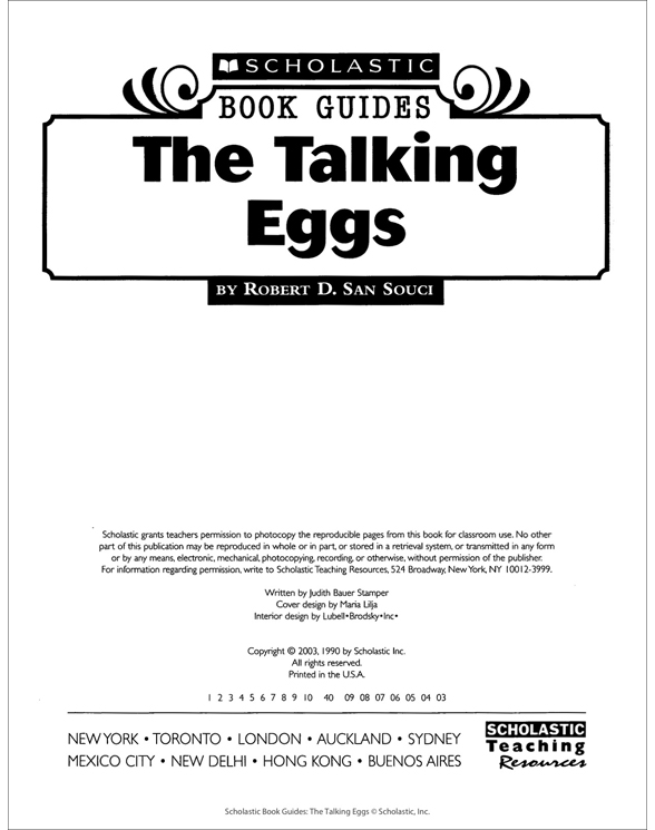 Book Guide The Talking Eggs Printable Graphic Organizers and eBooks