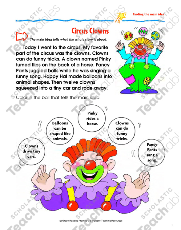 Circus Clowns: Reading Passage and Activity - Finding the ...