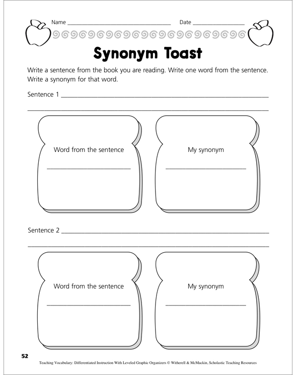 Synonyms Leveled Graphic Organizer Set Printable Graphic Organizers