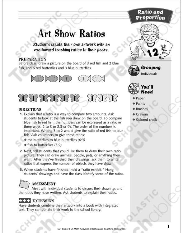 Art Show Ratios: Ratio and Proportion Activity | Printable ...