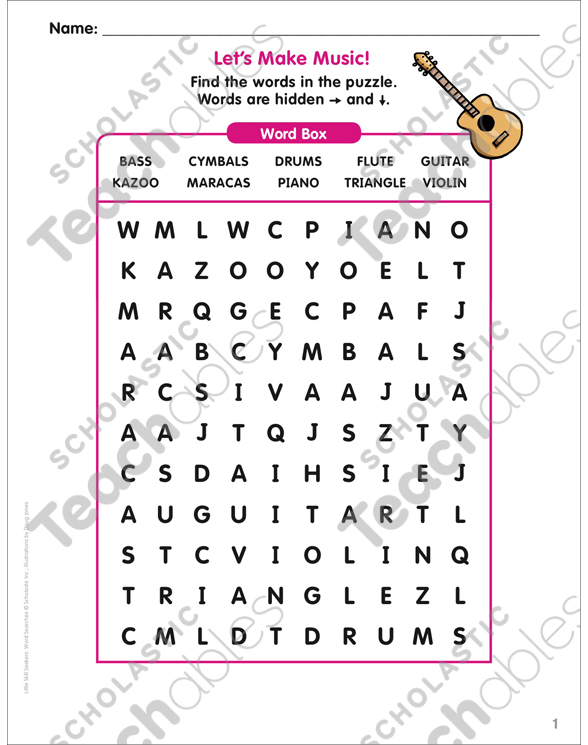 Let's Make Music! Little Skill Seekers | Printable Word Searches