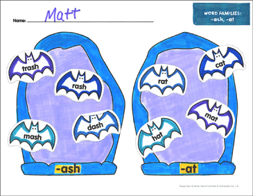 -ash, -at: Word Families Read, Sort & Write