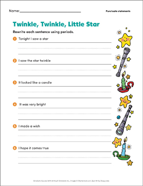 Twinkle, Twinkle, Little Star (Punctuate statements)