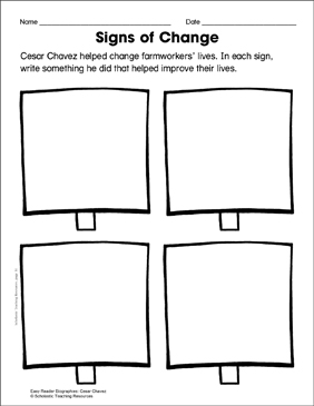 Cesar Chavez Lesson Plan Activity Page Printable Lesson