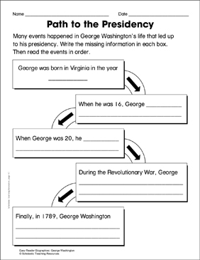 George Washington: Lesson Plan & Activity Page | Printable Lesson Plans and  Ideas, Skills Sheets