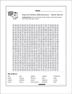 Stars & Planets: Word Search | Printable Word Searches