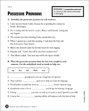 pronoun homework year 4