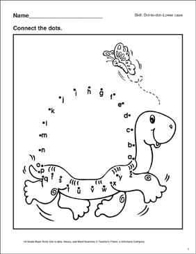 Dot To Dot Lowercase Alphabet Turtle Printable Connect The Dots Skills Sheets