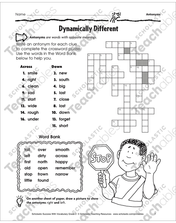 Dynamically Different (Antonyms) | Printable Crossword ...
