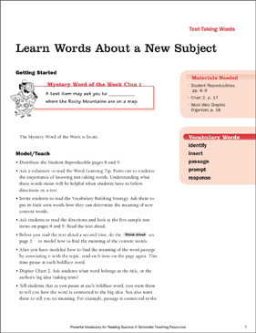 Test-Taking Words: Learn Words About a New Subject ...