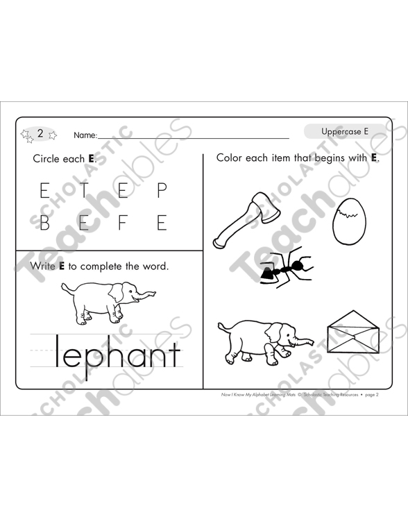 Uppercase E Alphabet Learning Mats Printable Skills Sheets
