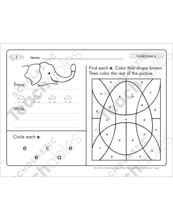 Lowercase e: Alphabet Learning Mats | Printable Skills Sheets