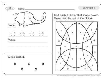 Lowercase e: Alphabet Learning Mats | Printable Skills Sheets