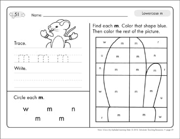 Lowercase m: Alphabet Learning Mats