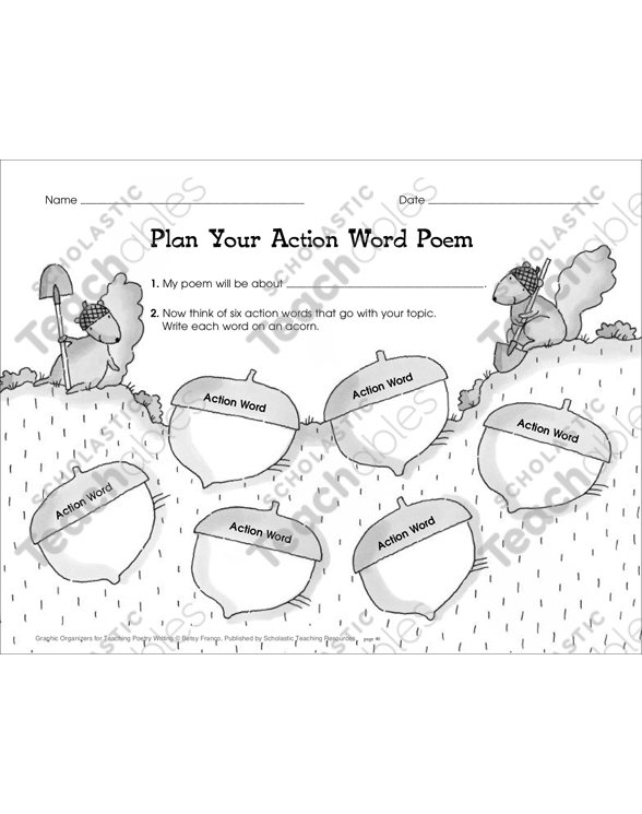 Graphic Organizer To Teach Action Word Poem The Squirrel Olympics Printable Graphic Organizers Skills Sheets Cbse 7th english honeycomb book. scholastic teachables