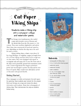 cut paper viking ships art project from norway printable craftivities