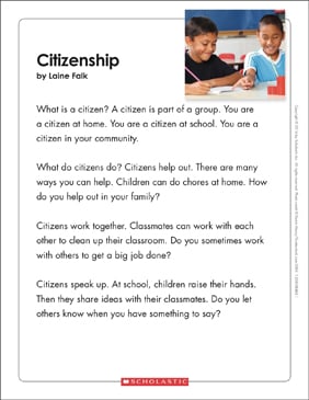 Citizenship: Text & Organizer | Printable Graphic Organizers, Texts