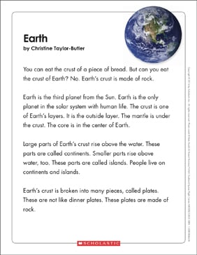 Earth Text Organizer Printable Texts And Graphic Organizers