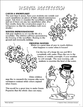 Winter Activities Activity Ideas Printable Lesson Plans Ideas