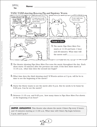 Taxi, Taxi! (Time) | Printable Skills Sheets