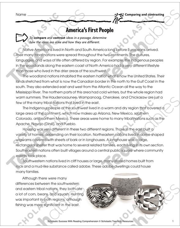 America's First People (Compare and Contrast) | Printable ...