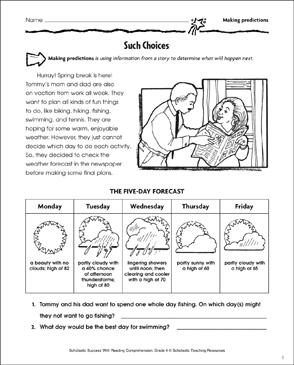 Such Choices (Predicting) | Printable Skills Sheets, Texts