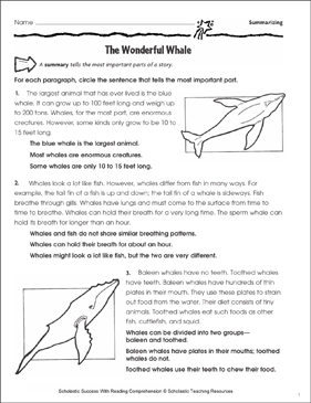 summarizing worksheets and practice for stories reading passages for kids