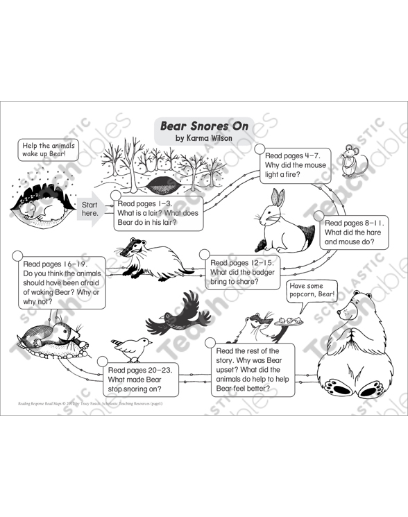 Bear Snores: Reading Response Map | Printable Book Reports ...