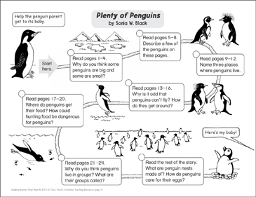Plenty of Penguins: Reading Response Map | Printable Lesson Plans
