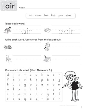 R Controlled Vowels Air Write N Seek Page Printable