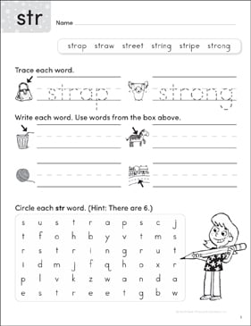 Consonant Blends Str Write N Seek Practice Page