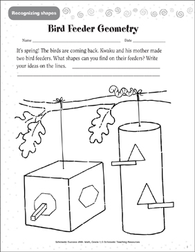 Bird Feeder Geometry (Recognizing Shapes) | Printable Skills ...