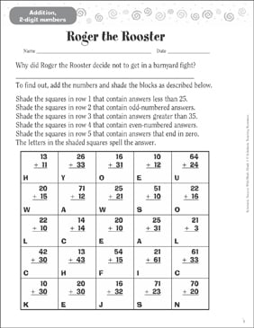 Roger the Rooster (Addition, 2 Digits) | Printable Skills ...