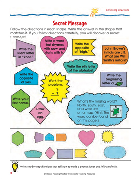Secret Message: Reading Passage and Activity - Following ...