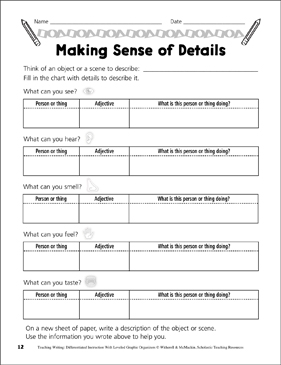 Sensory Chart Graphic Organizer